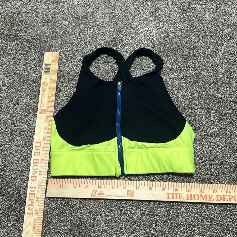 Fabletics and old navy black medium sports bras. Zipper front. Neon. Set of 2